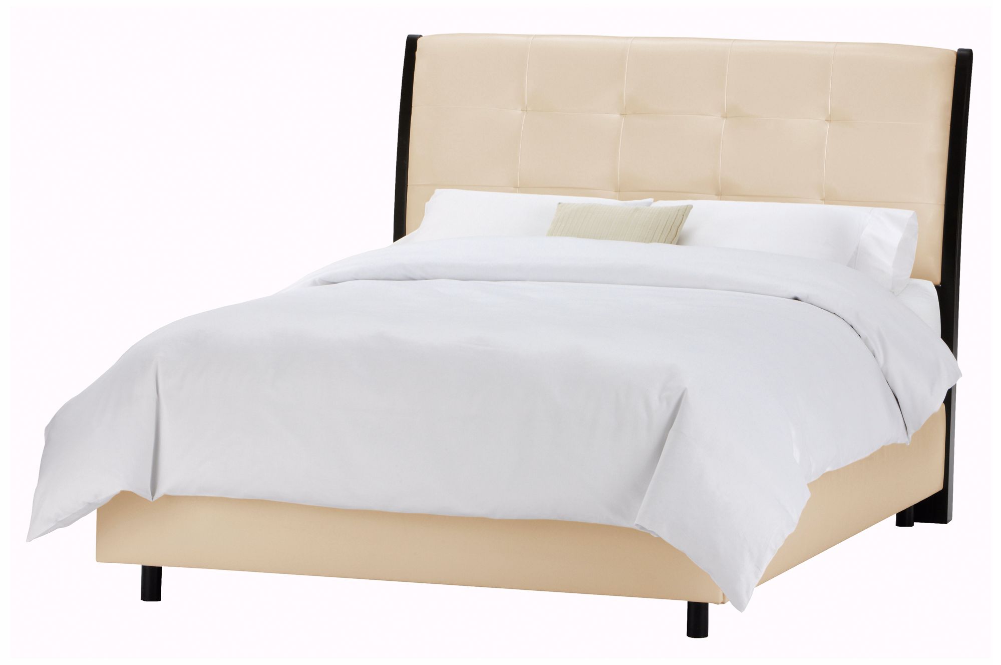Upholstered Headboard Oatmeal Microsuede Bed (Full)