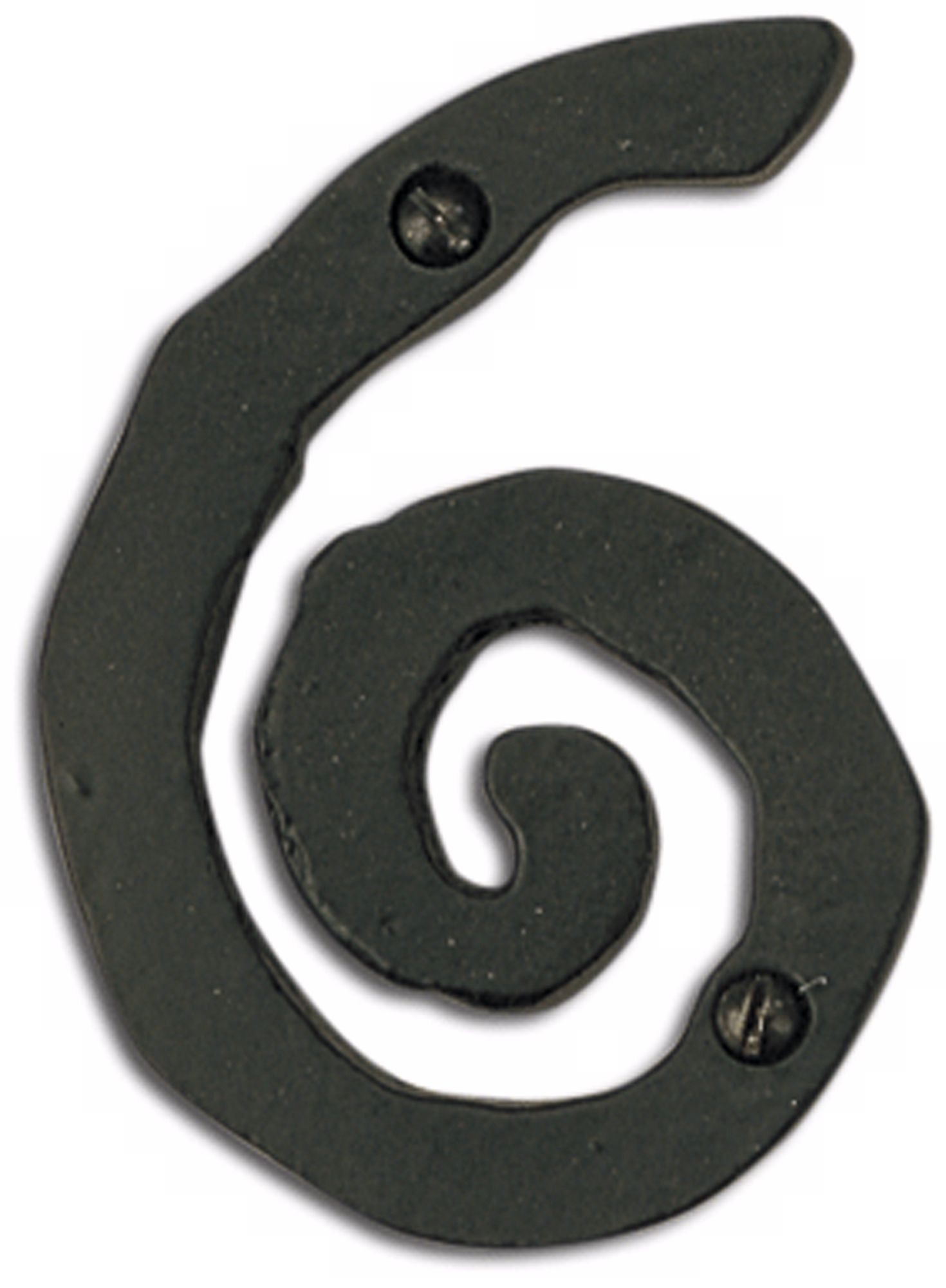Large Scroll Black Finish House Number 6
