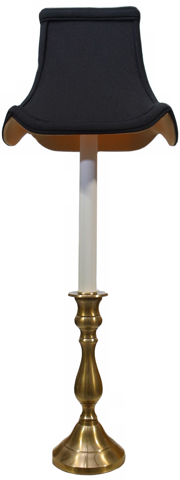 Antique Brass Black Shade Tall Candlestick Table Lamp