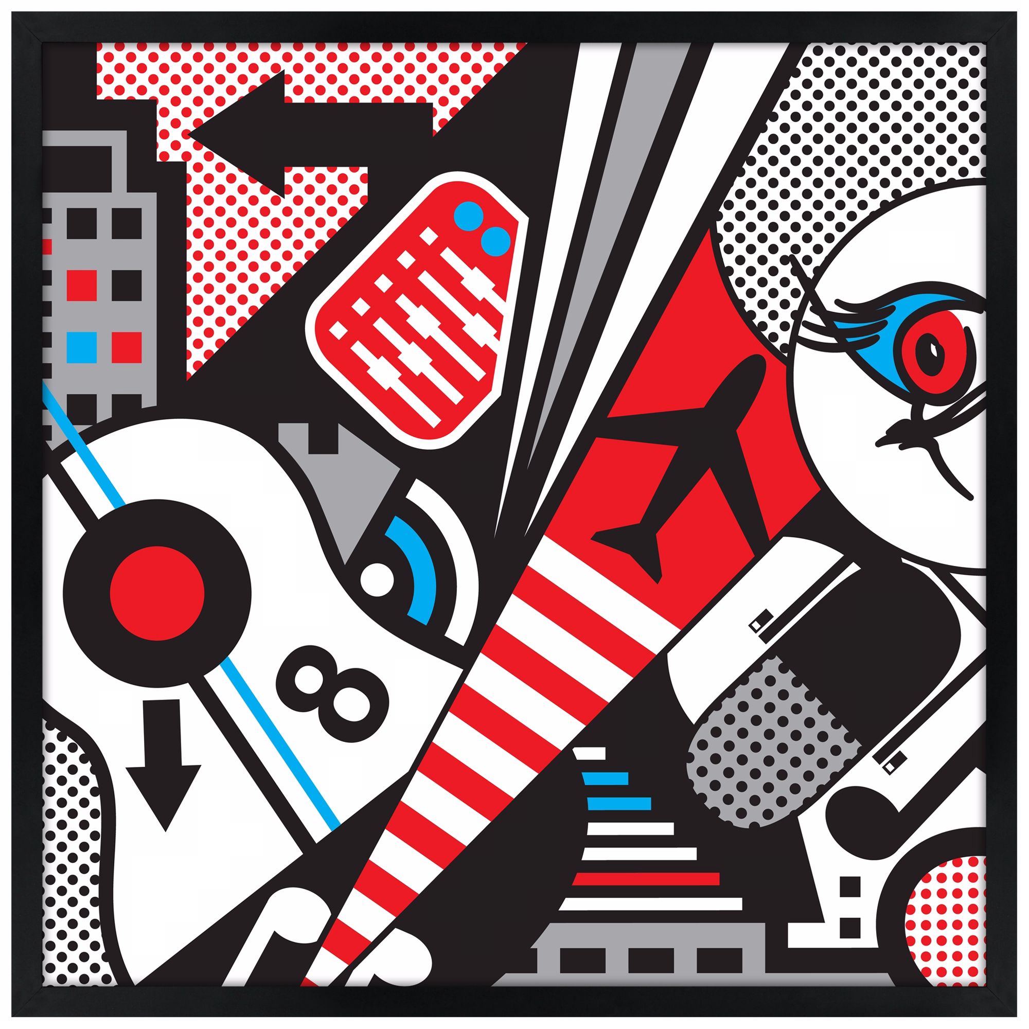Mixup 2000 White 26" Square Black Giclee Wall Art