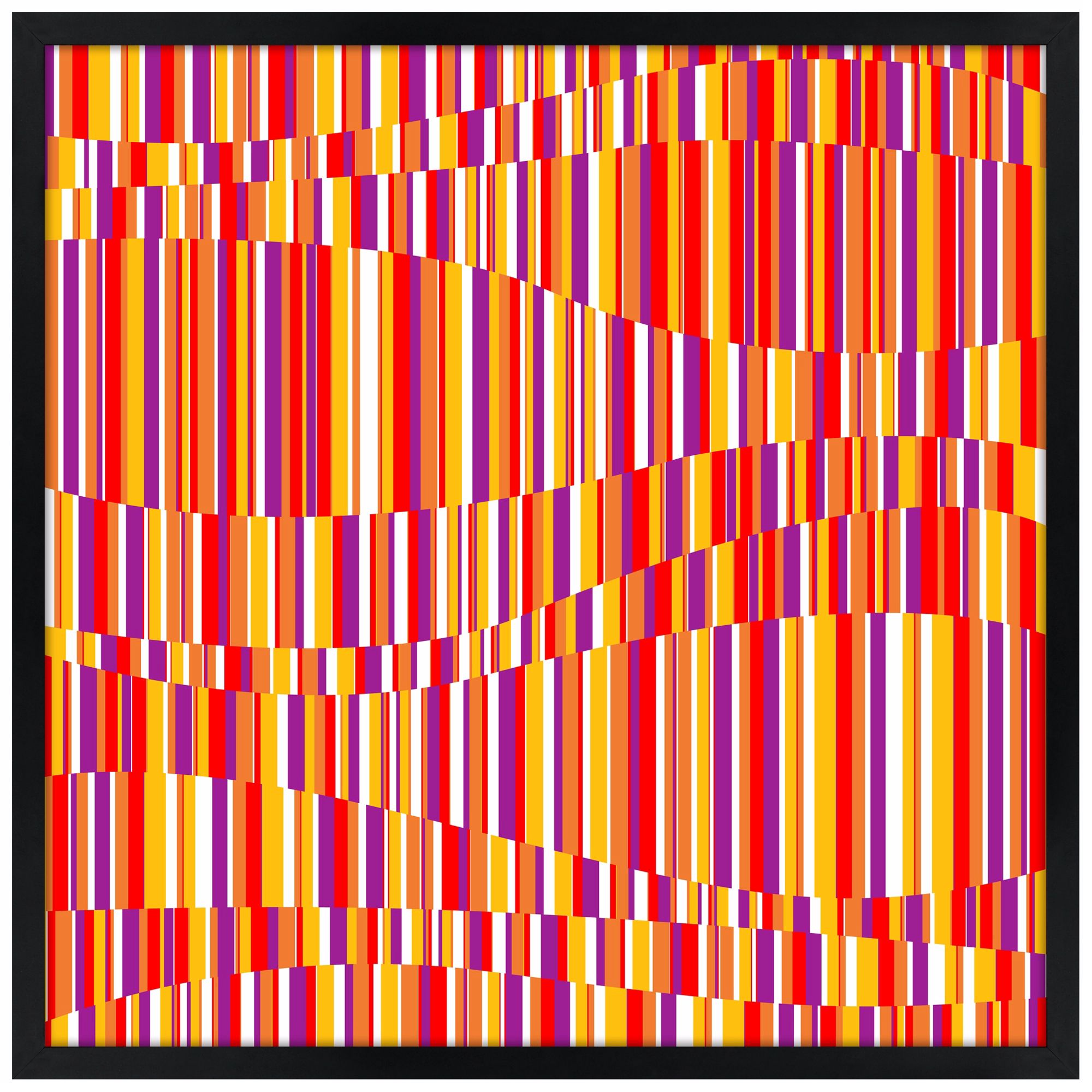 Techno Sunset 31" Square Black Giclee Wall Art