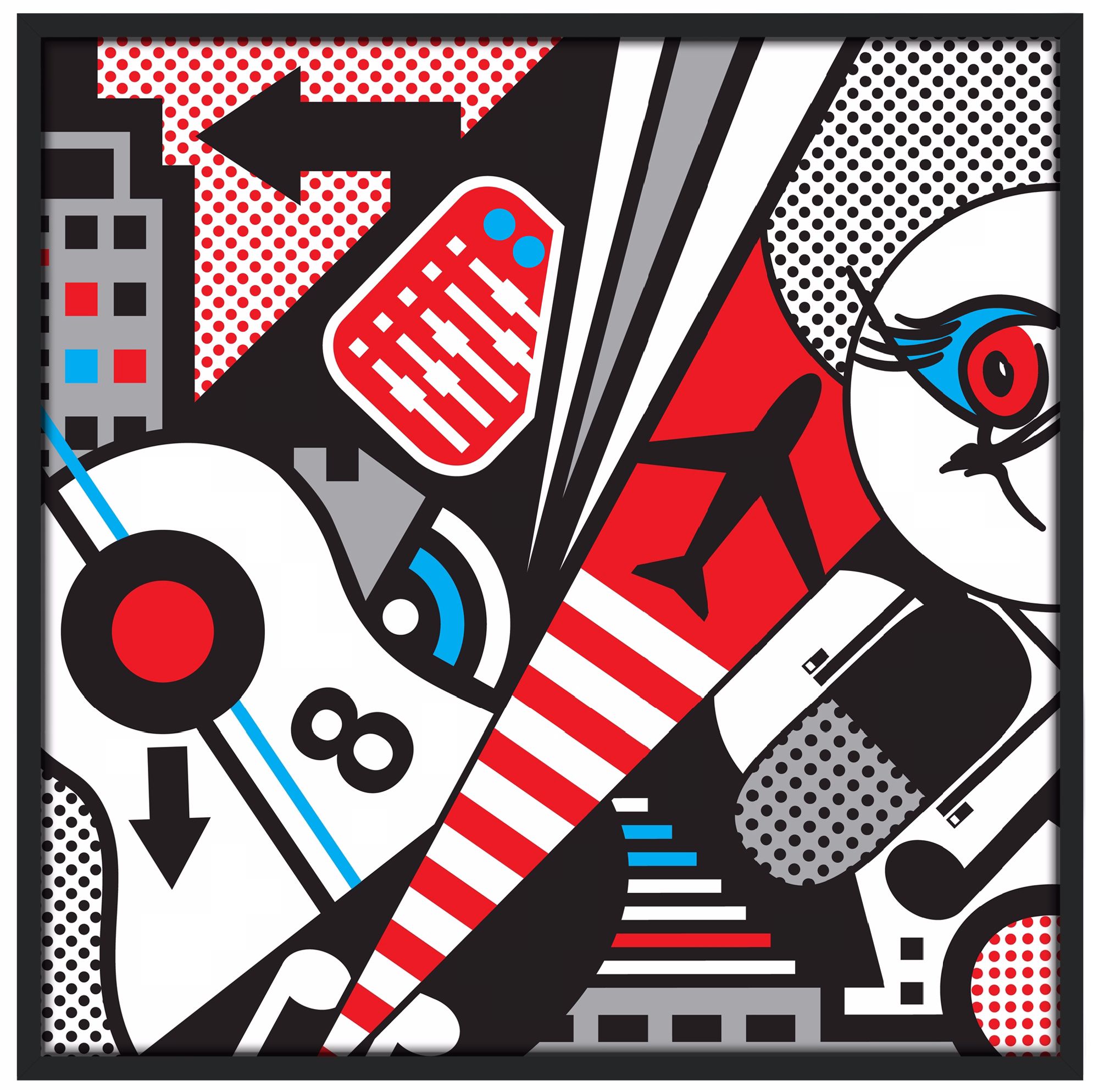 Mixup 2000 White 37" Square Black Giclee Wall Art