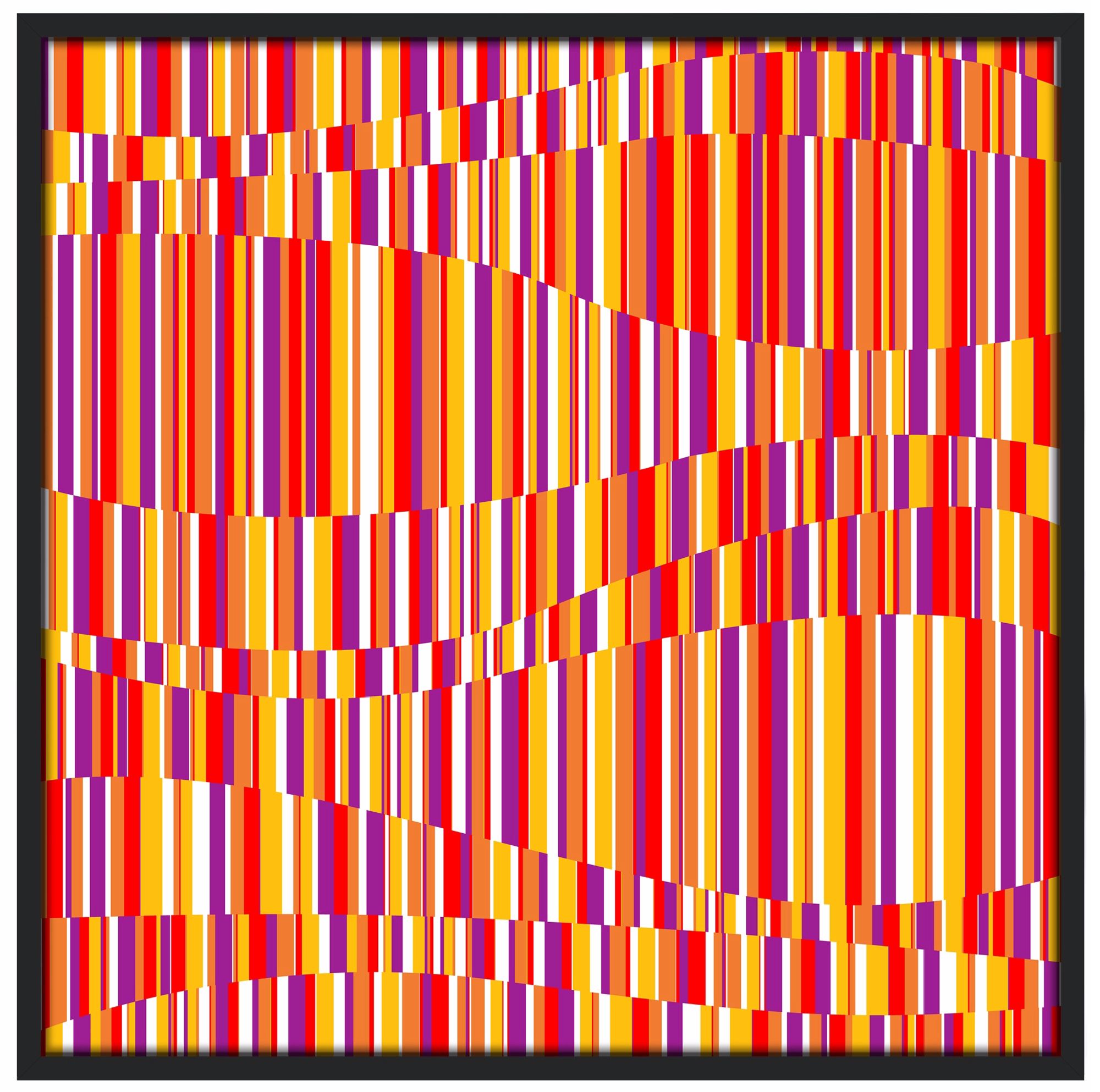 Techno Sunset 37" Square Black Giclee Wall Art