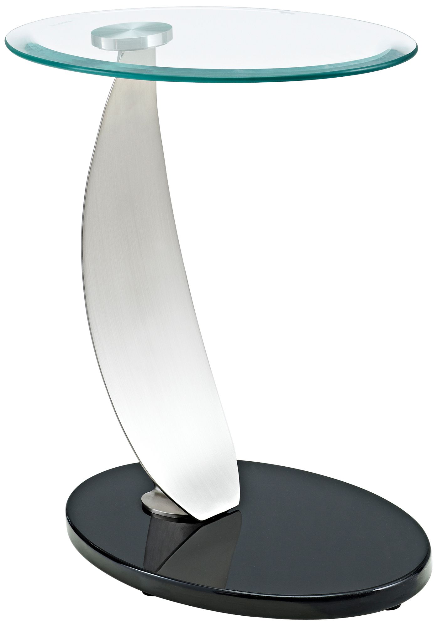 Oval Metal and Glass Top End Table