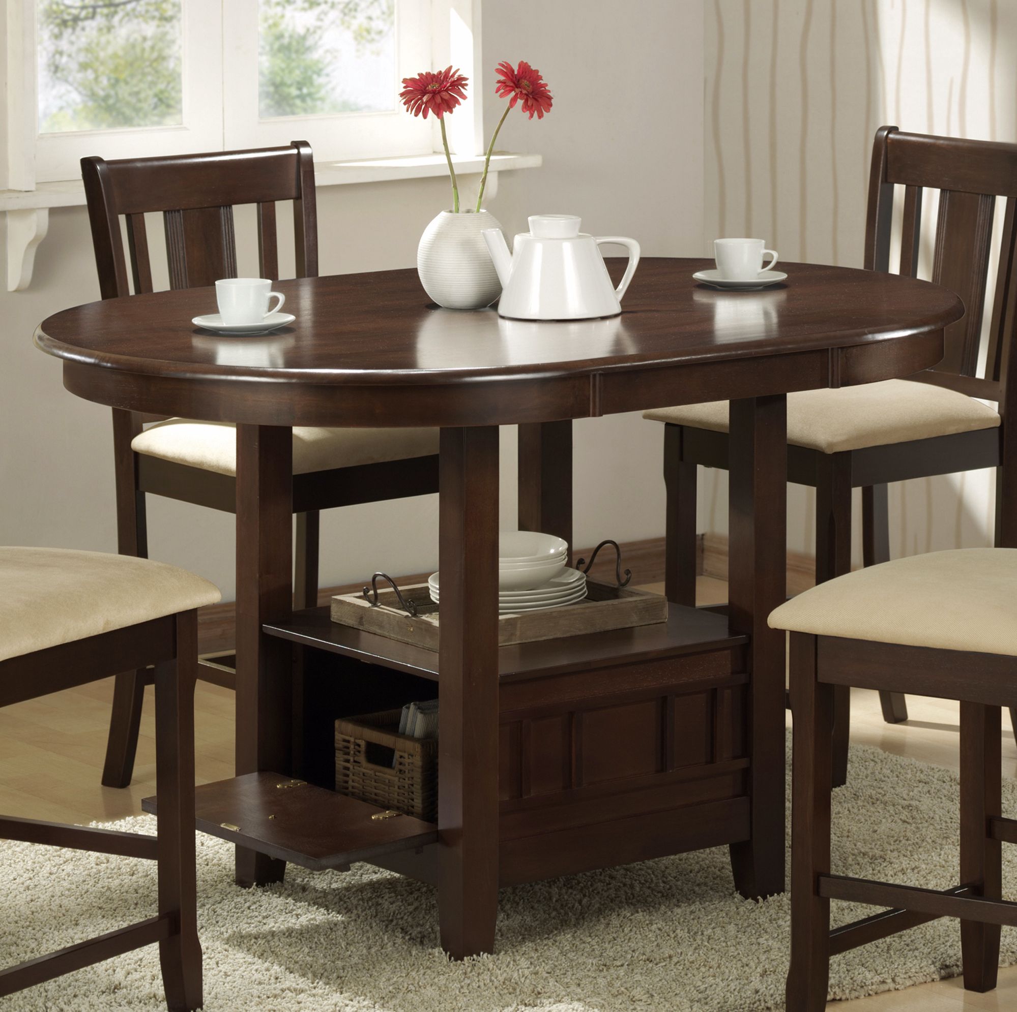 Pleasantdale Collection Oval Storage Counter Ht Dining Table P3873