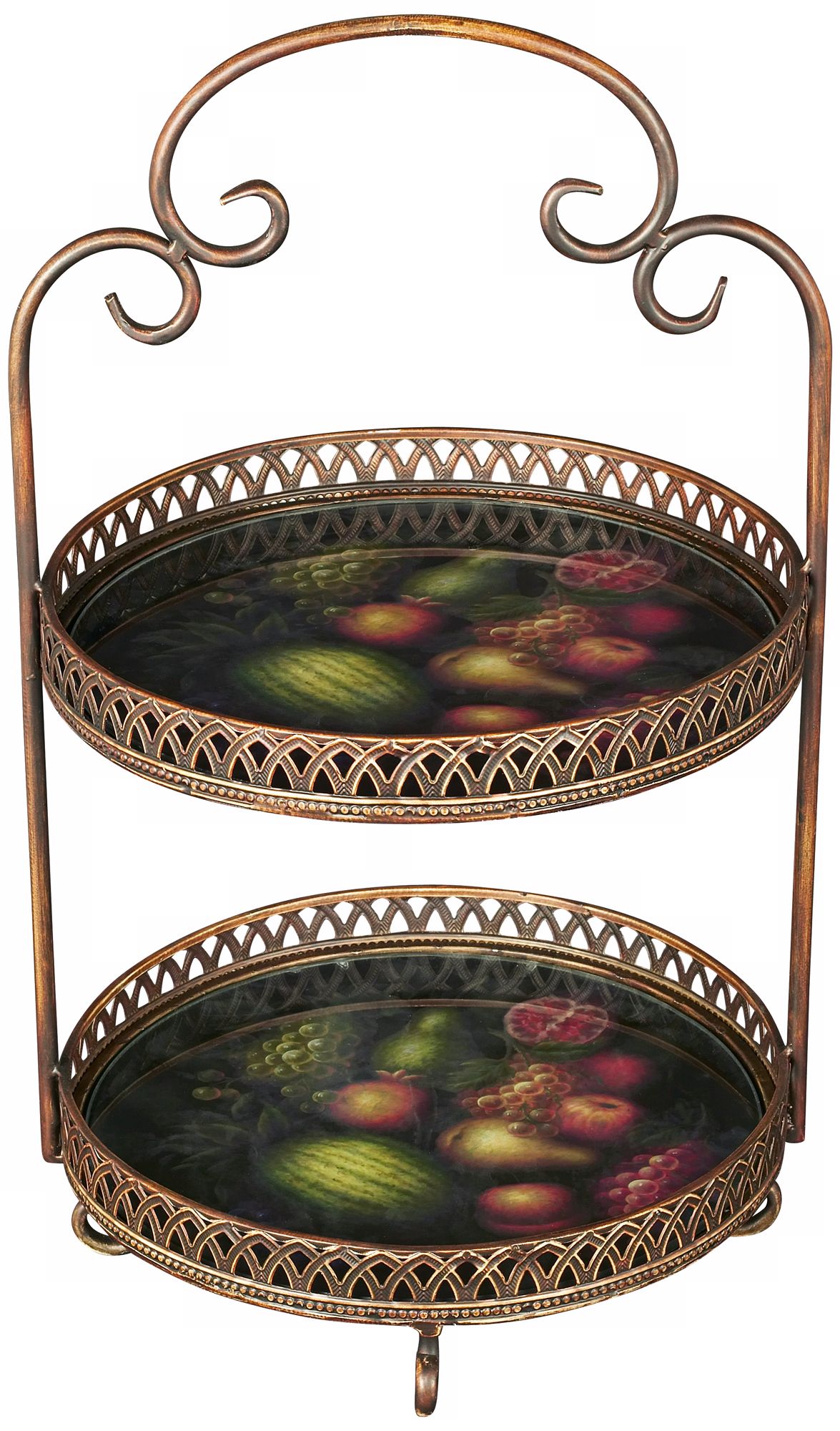 2-Tier Gold and Fruit Metal Cake Stand