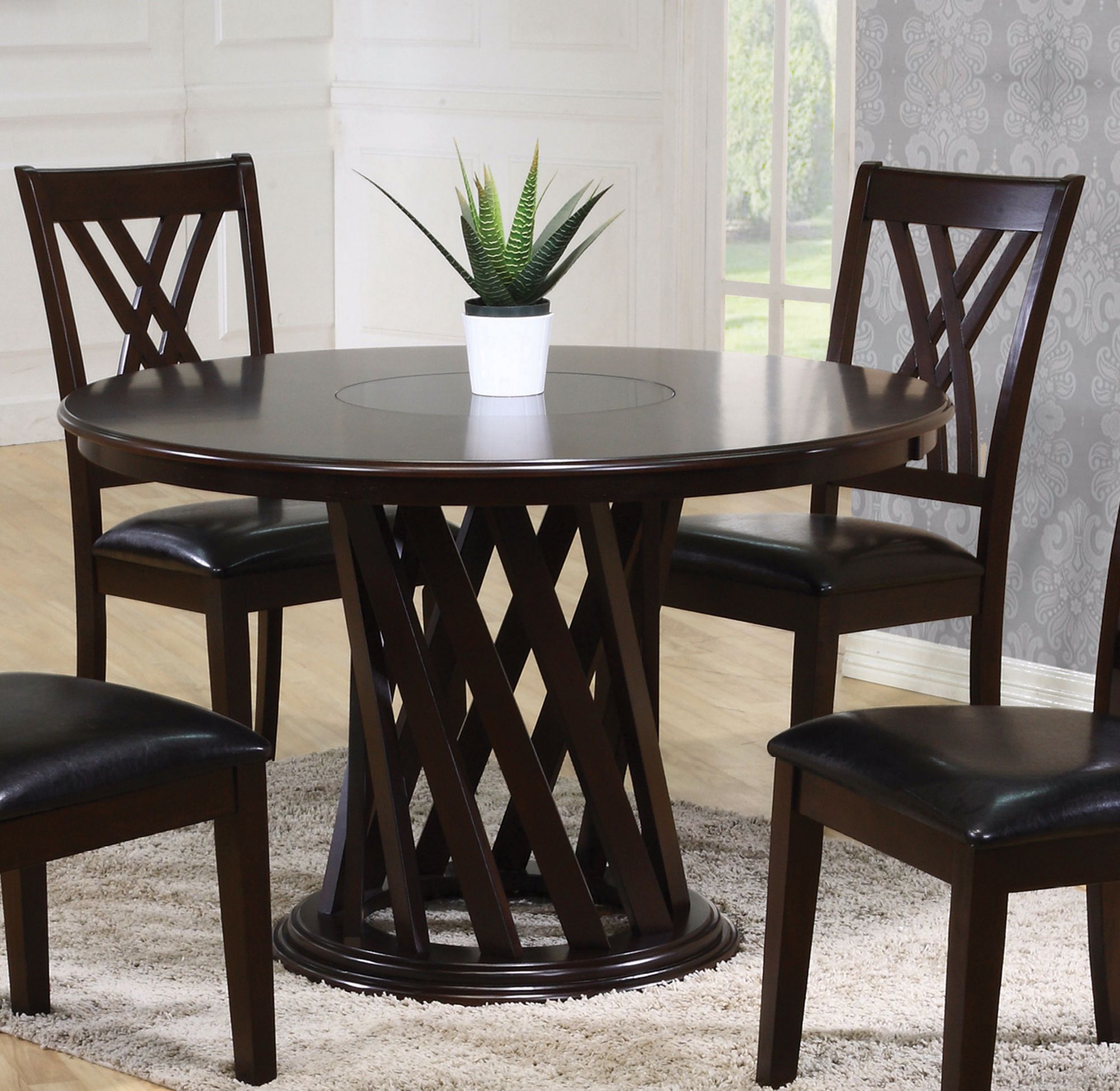 Grisdale Collection Round Dining Table with Lazy Susan P3919