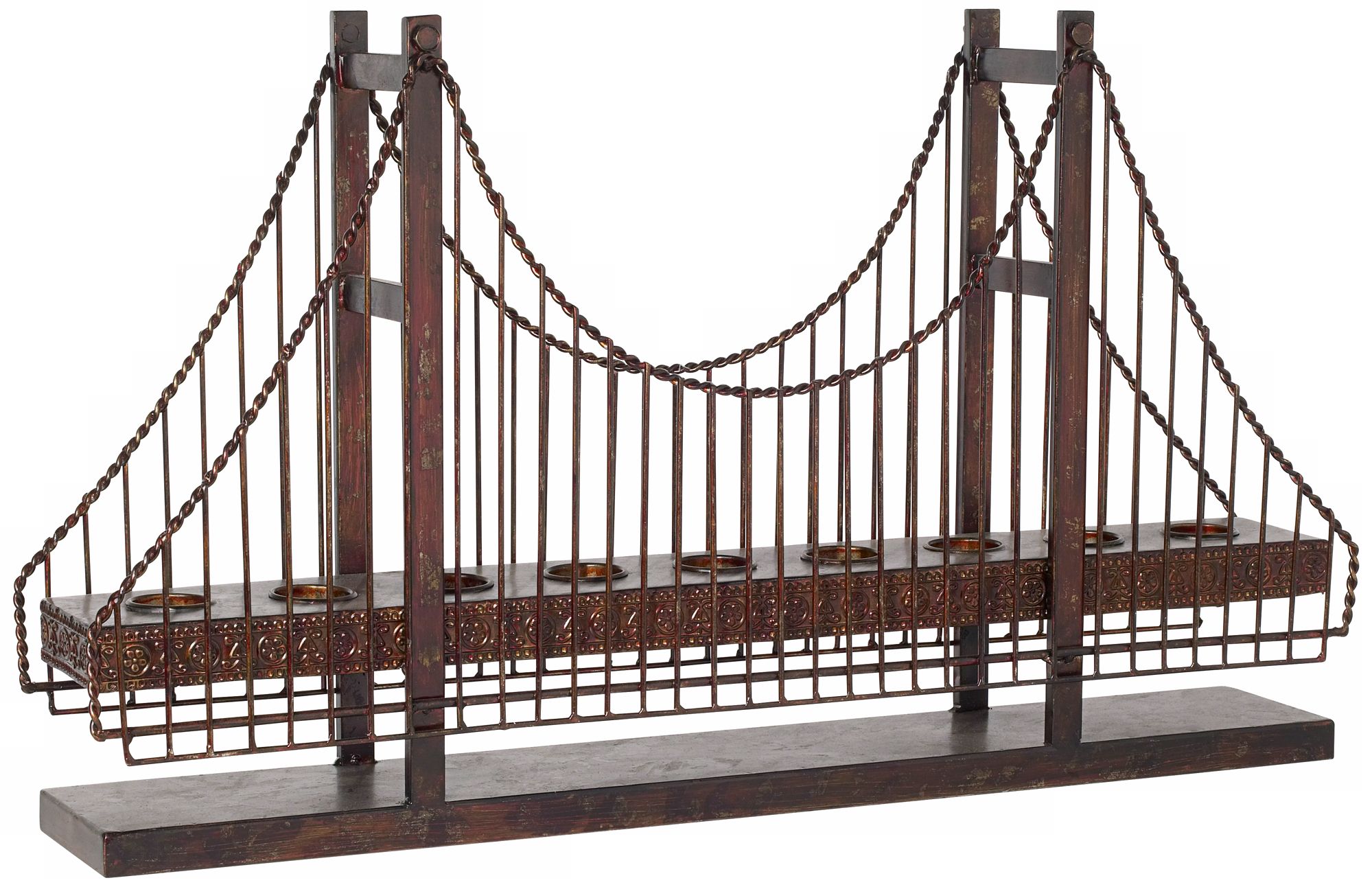 Suspension Bridge Rust Finish Tealight Candle Holder