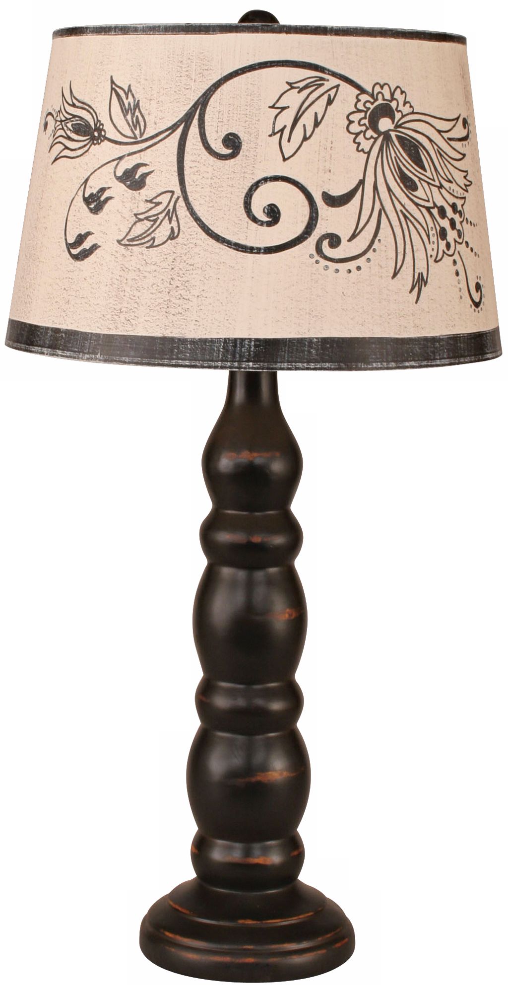 3-Ring Candlestick Distressed Black Table Lamp
