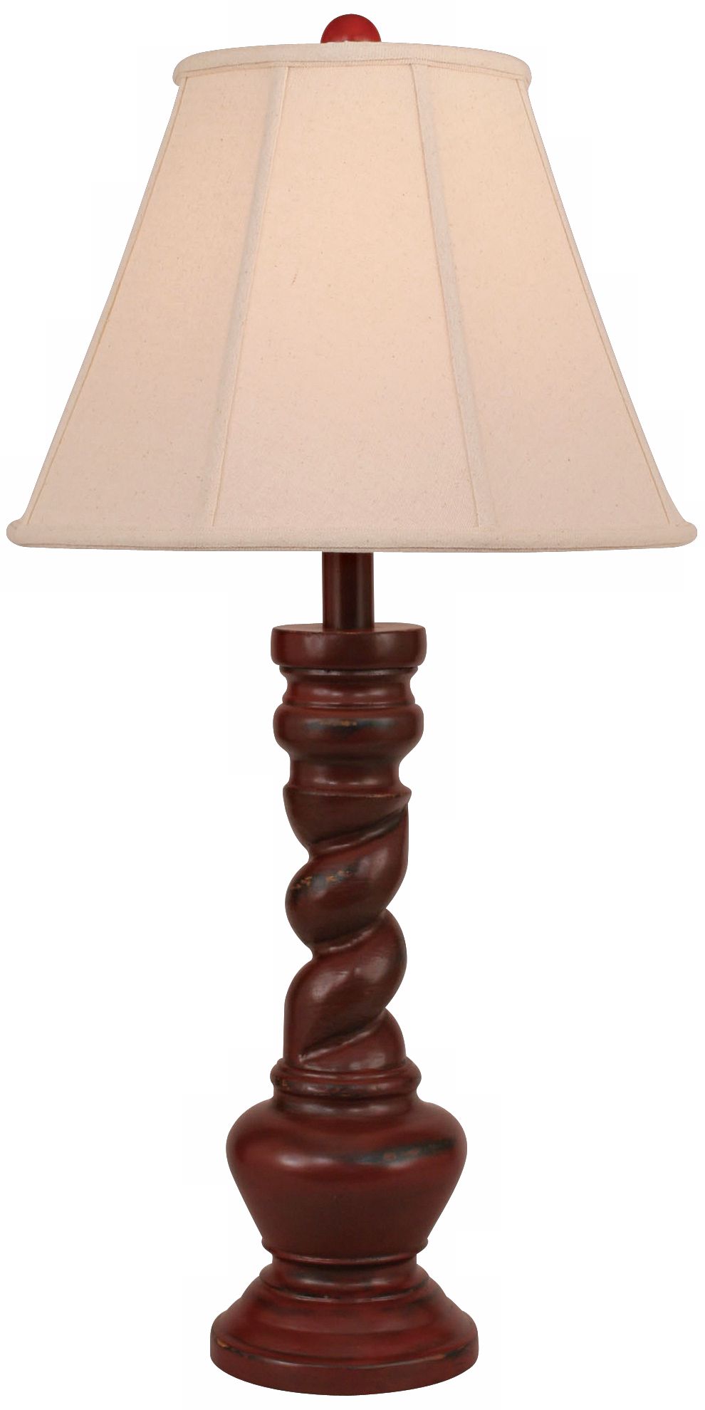 Distressed Red Twisted Base Table Lamp