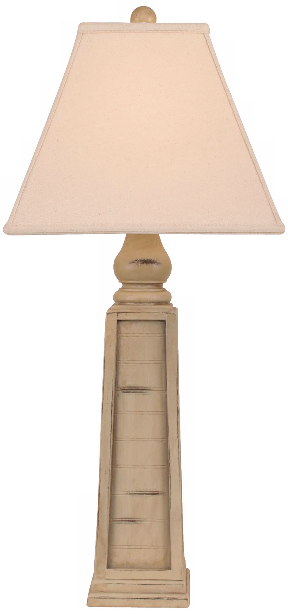 Distressed Beige Pyramid Pot Table Lamp