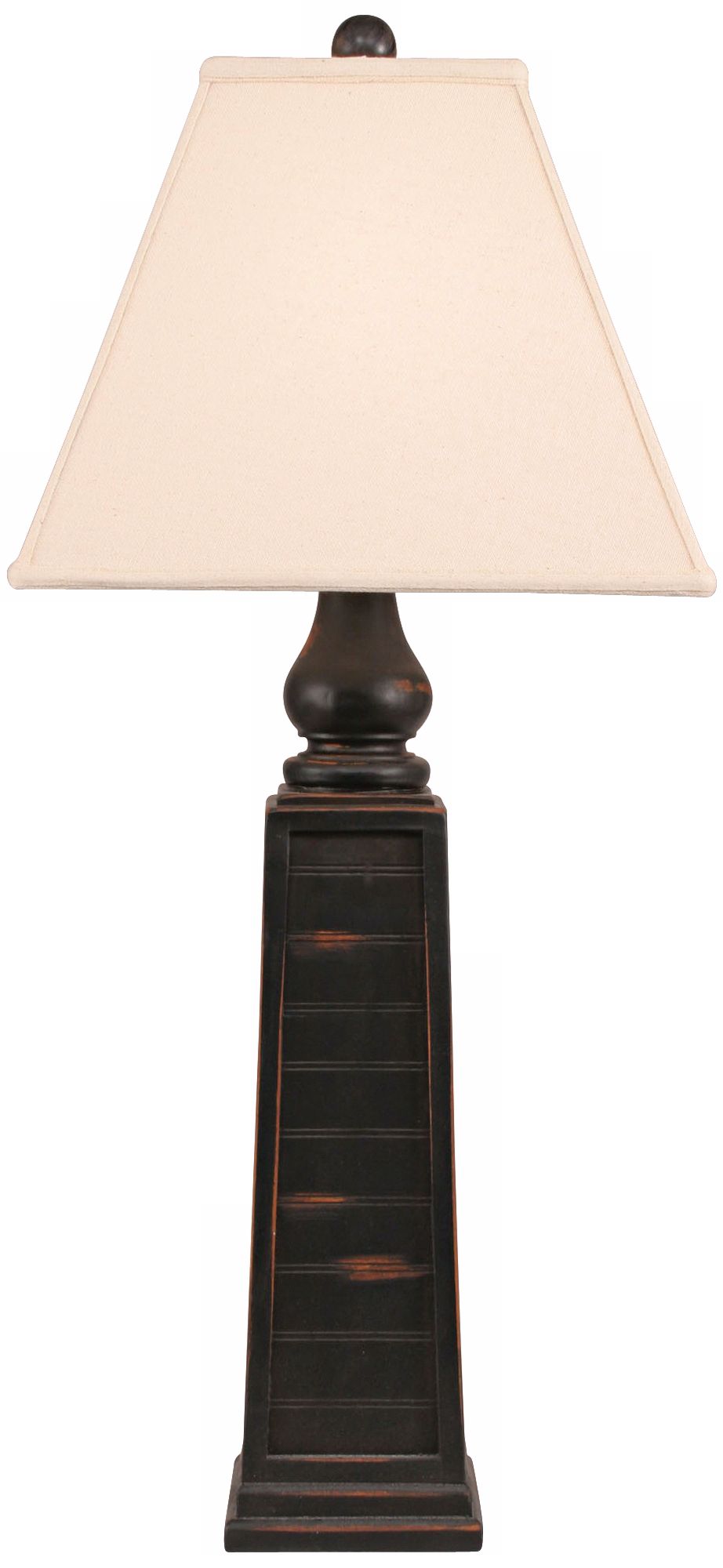 Distressed Black Pyramid Pot Table Lamp
