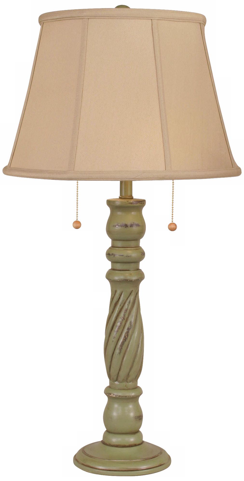 Distressed Olive Swirl Base Table Lamp