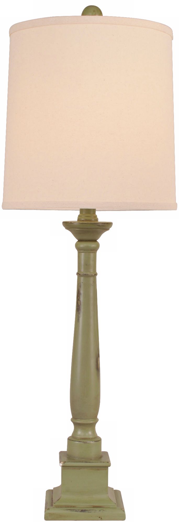 Distressed Olive Square Candlestick Table Lamp
