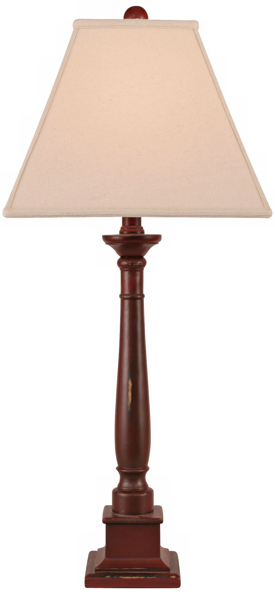 Distressed Red Square Candlestick Table Lamp