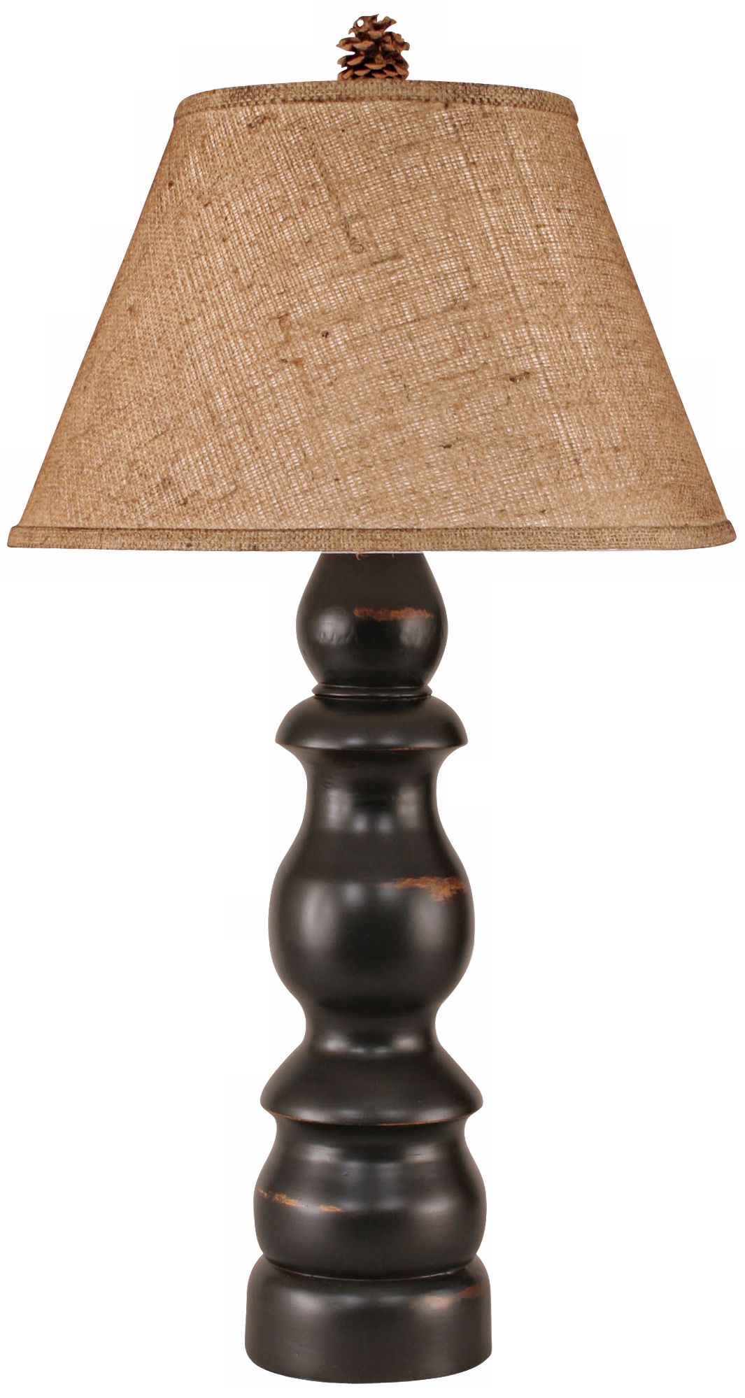 Distressed Black with Burlap Shade Table Lamp