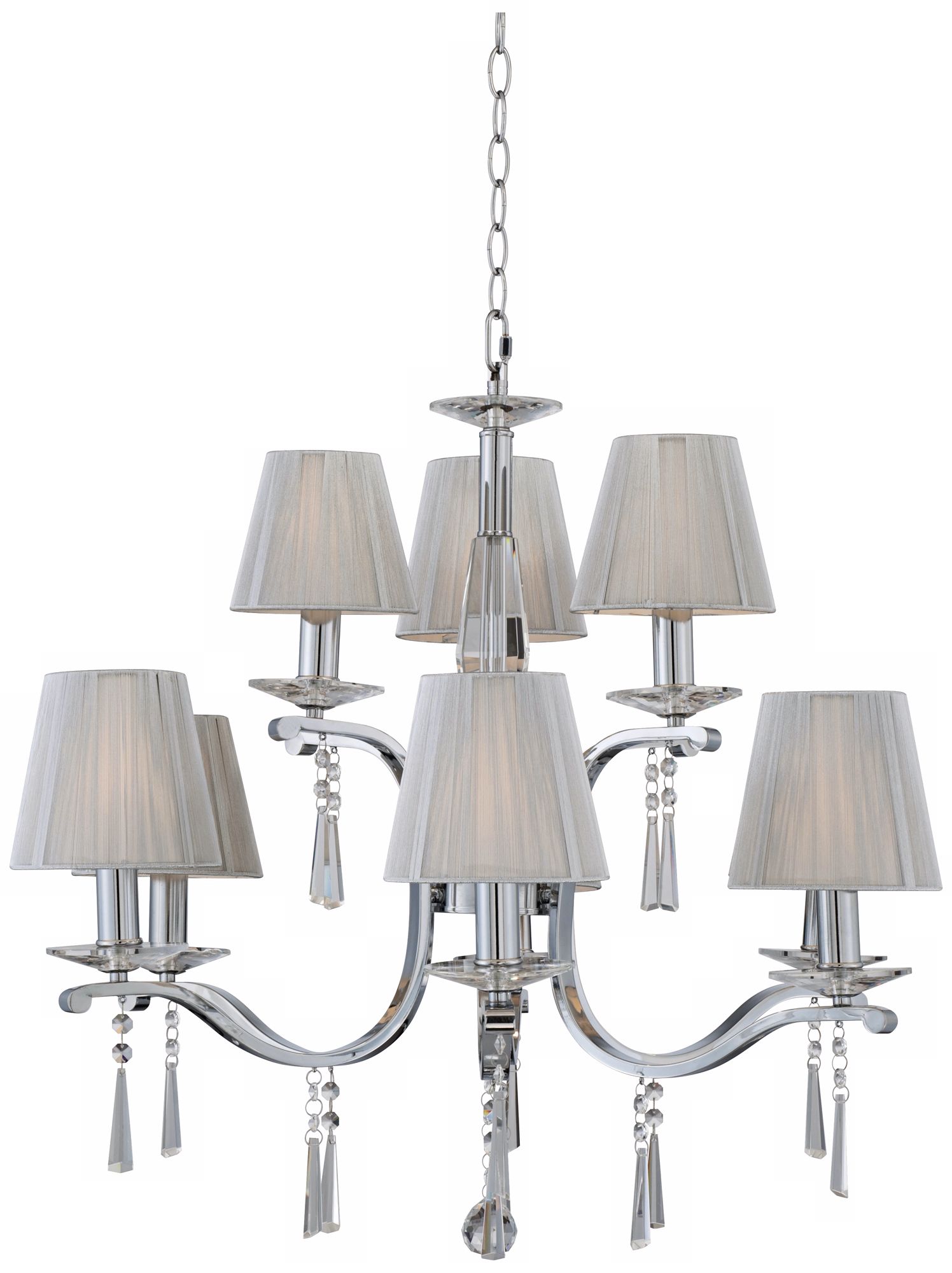 9-Light Crystal Chandelier With Silver String Shades