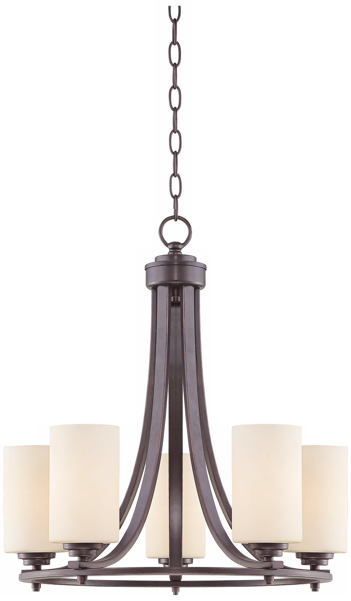 Oil Bronze Finish Cream Glass 5-Light Chandelier