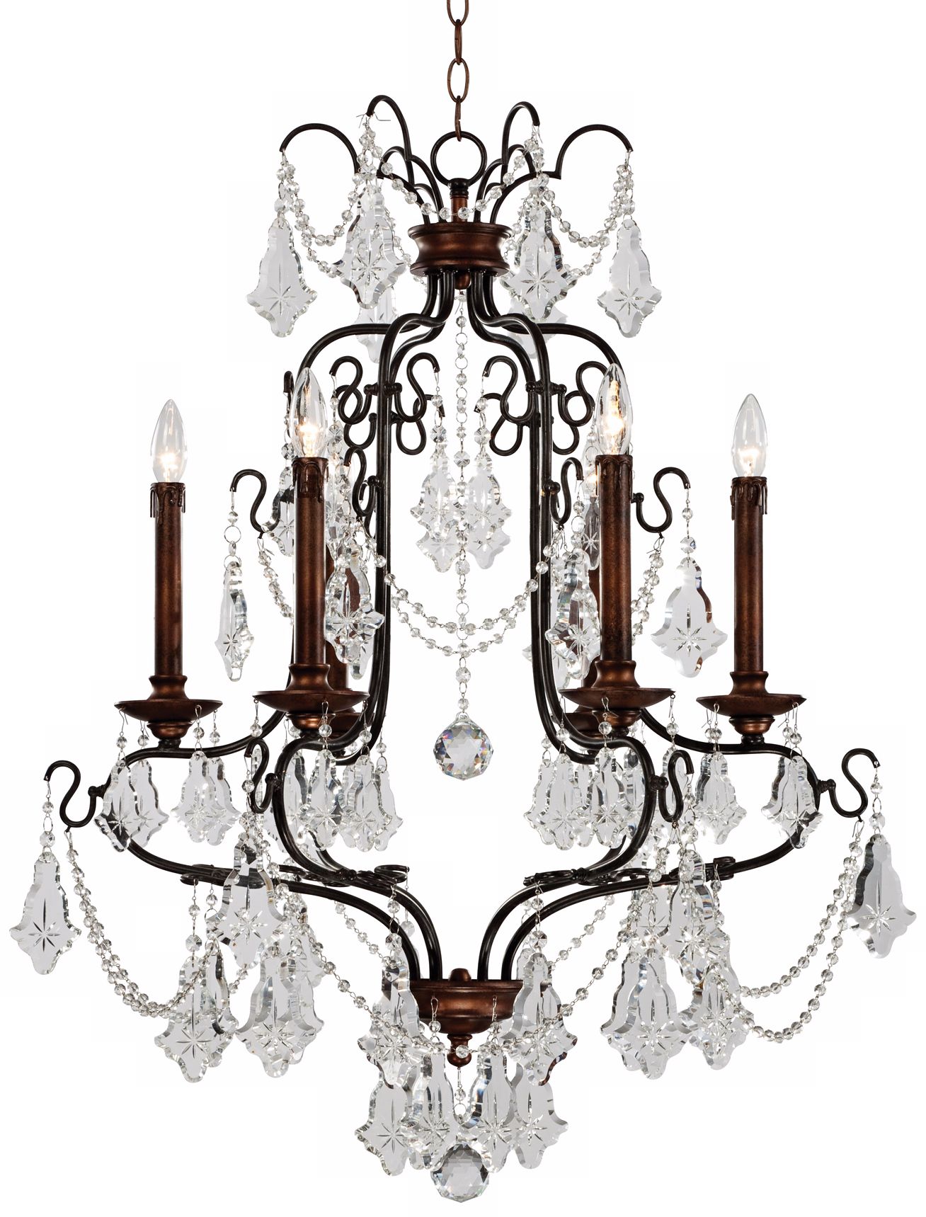 Two-Tone Bronze and Gold 30" Wide Crystal Chandelier
