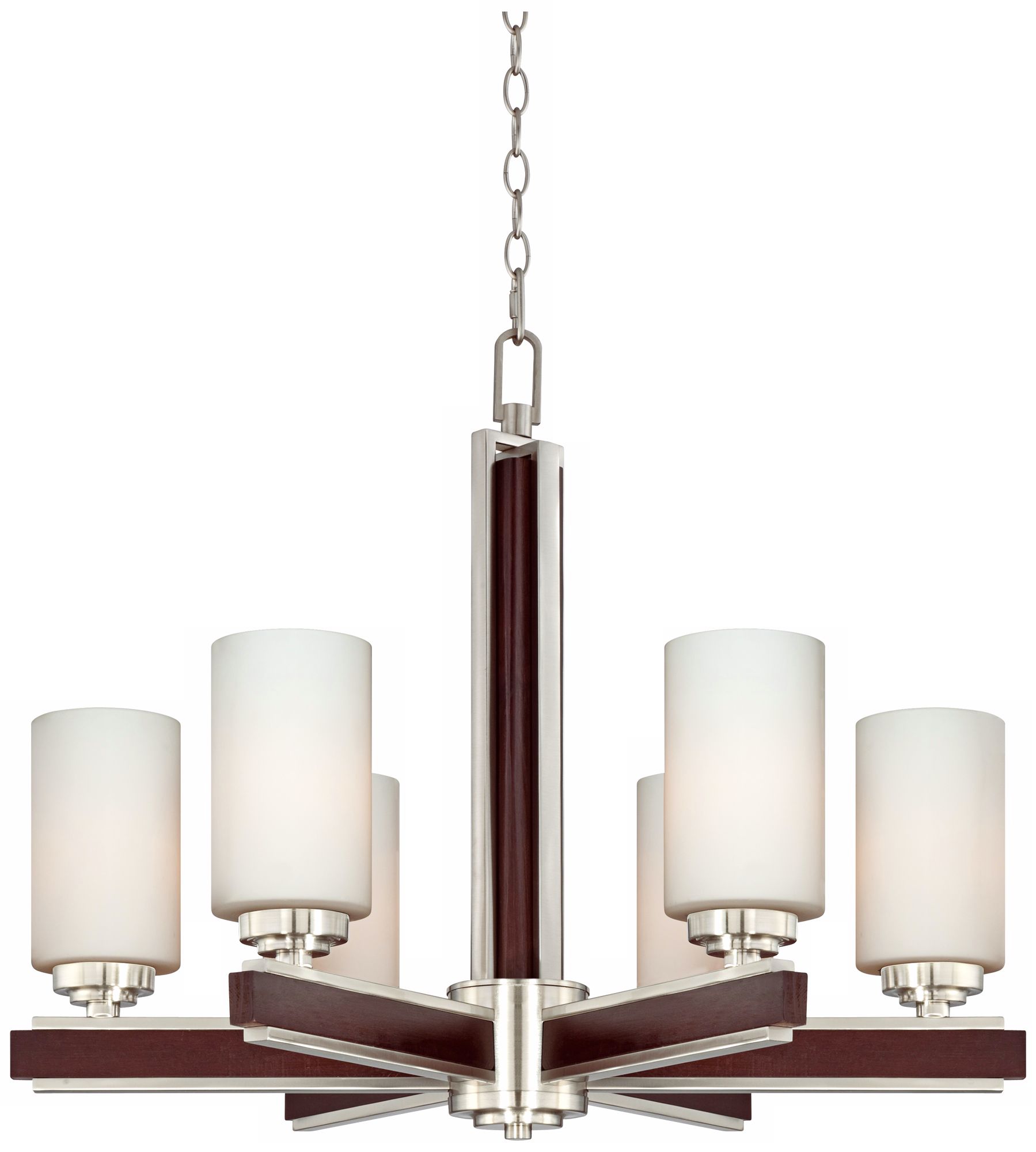 Six Light Brushed Nickel Chandelier