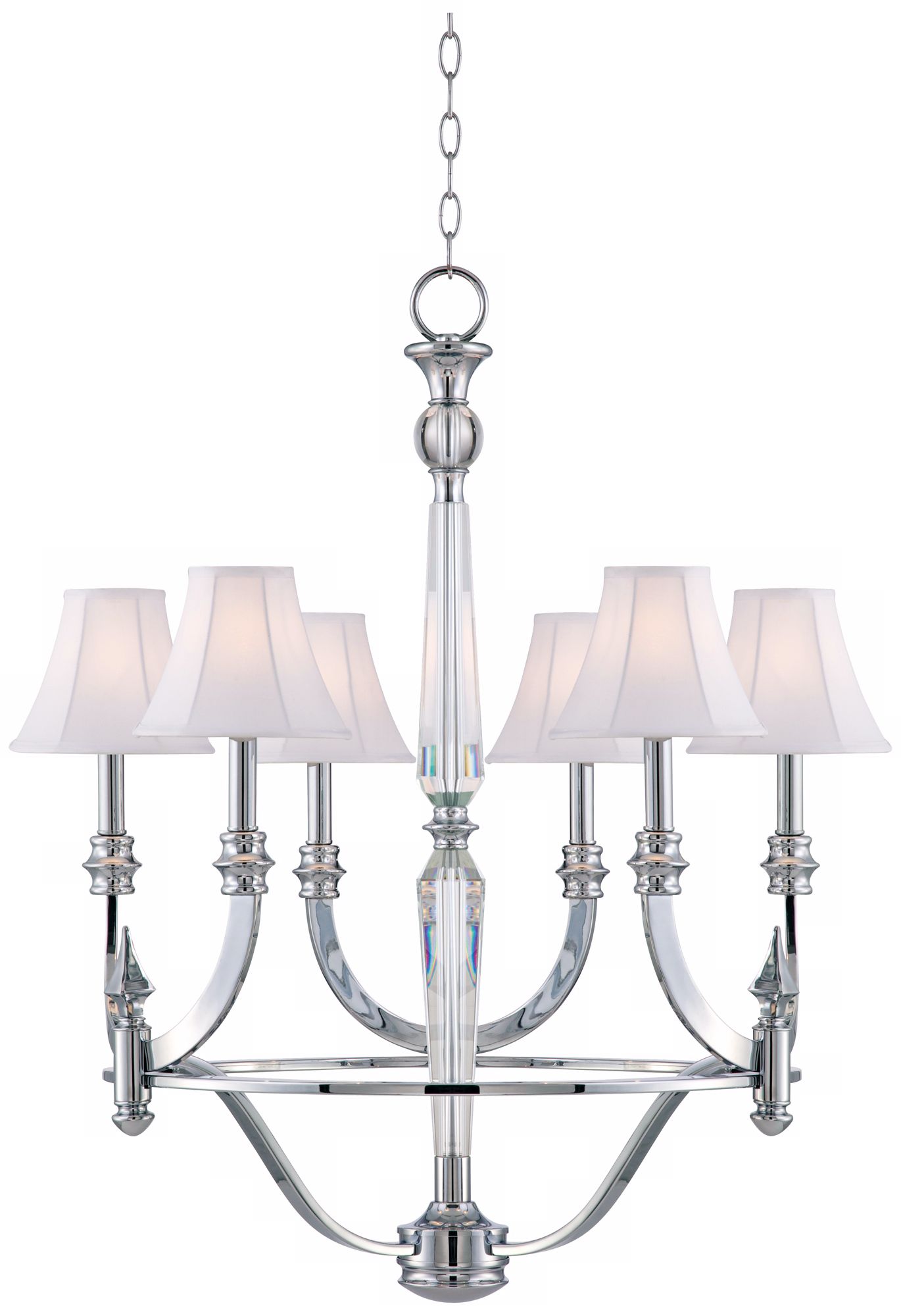 Chrome Finish with White Shades 25" Wide Chandelier