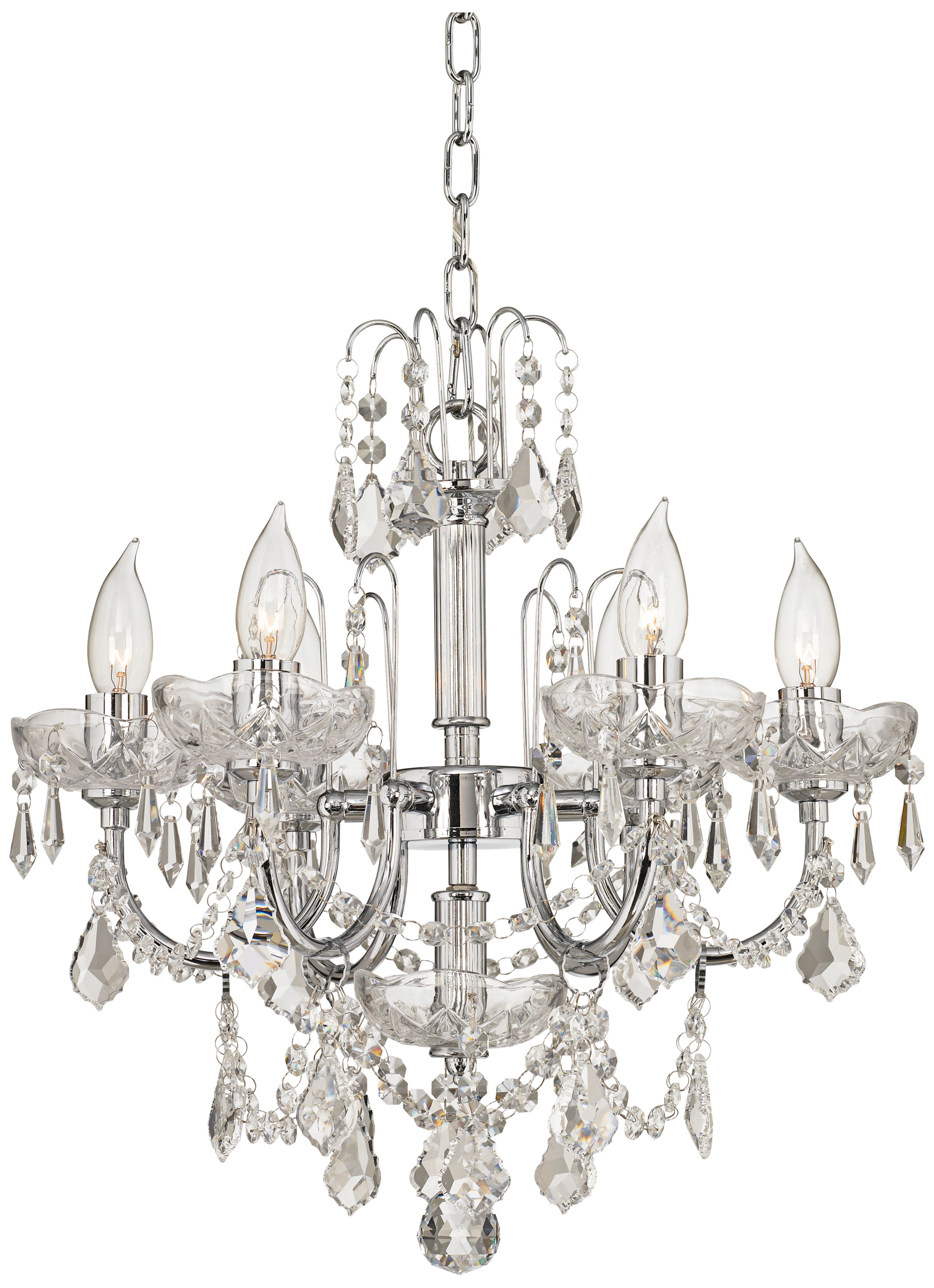 Six Light Clear Crystal 17" Wide Chandelier