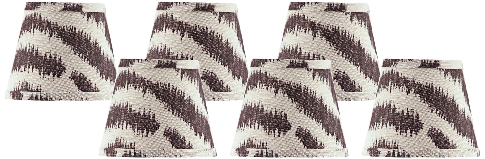 Set of 6 Black and Tan Zebra Shades 4x6x5.25 (Clip-On)