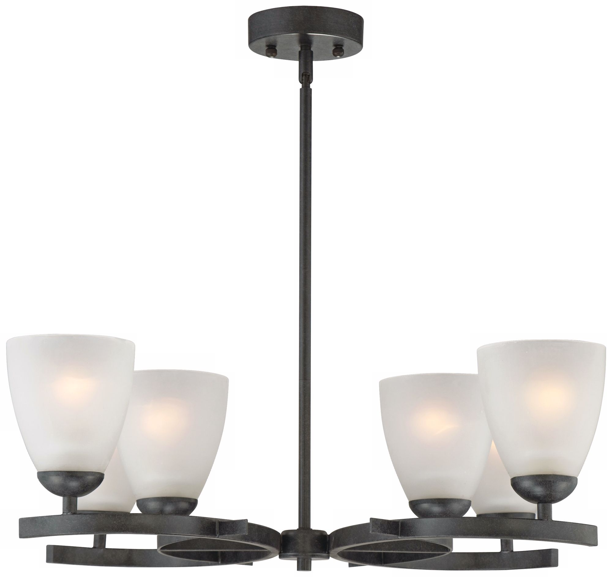 Iron and Glass Six Light Island Chandelier