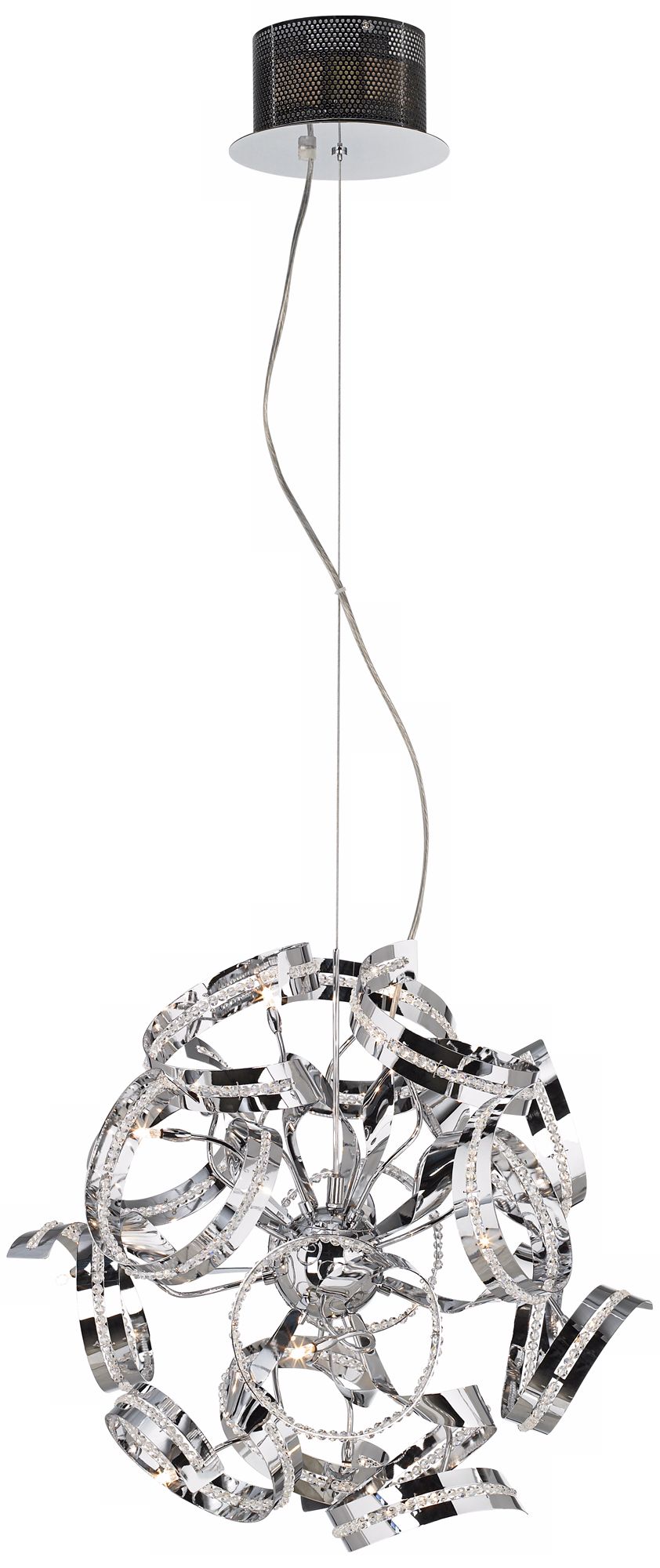 Ribbons Chrome and Crystal 23 1/2" Wide Pendant Chandelier