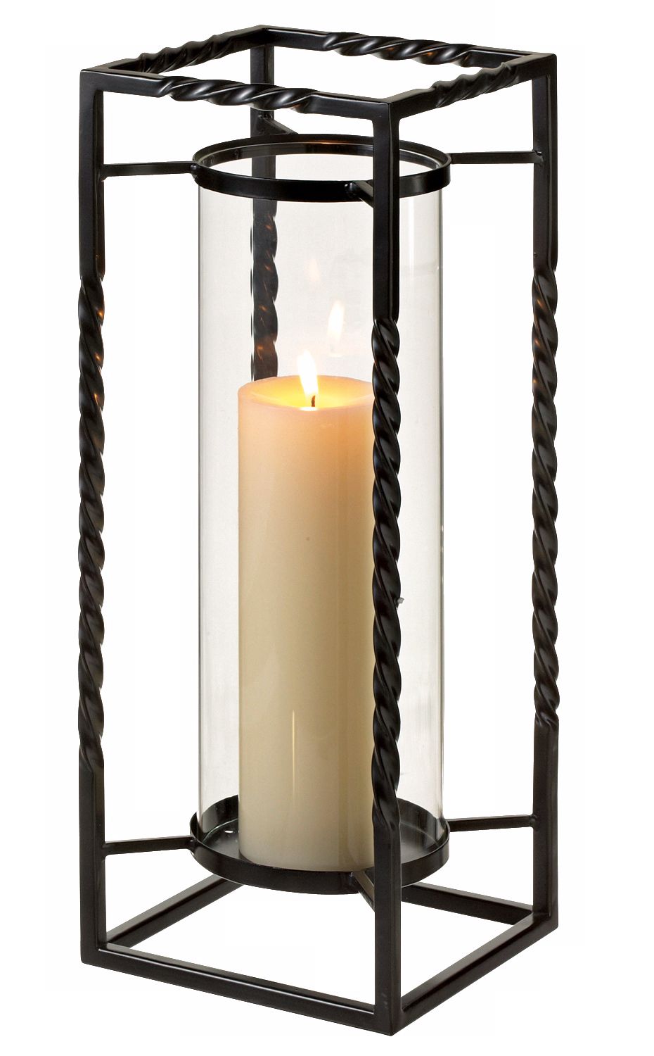 Twisted Frame Black Iron 17 1/4" High Candle Lantern