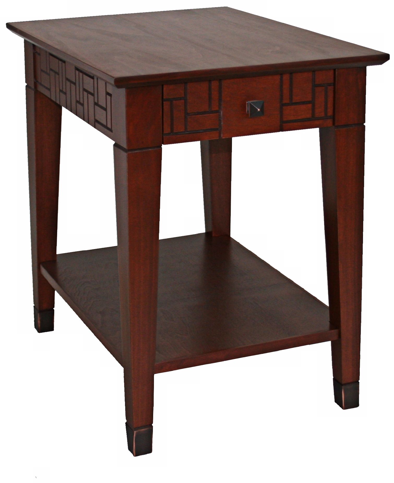 Facets Collection Merlot Finish Display End Table