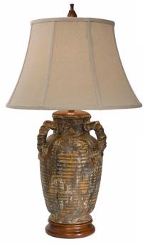 Natural Light Marbella Ceramic and Wood Table Lamp