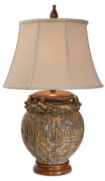 Natural Light Galicia Ceramic and Wood Table Lamp