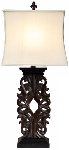 Natural Light Falcon Crest Wood Finish Table Lamp