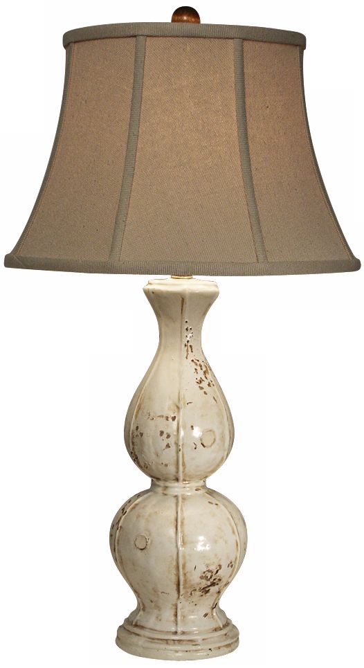 Natural Light Briana Bianco Off White Ceramic Table Lamp