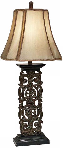 Natural Light Elephant Walk Wood Finish Table Lamp