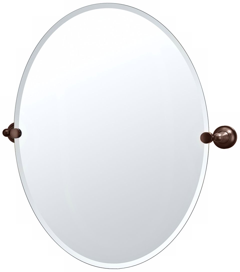 Gatco Tiara Oiled Bronze Brackets 32" High Oval Wall Mirror