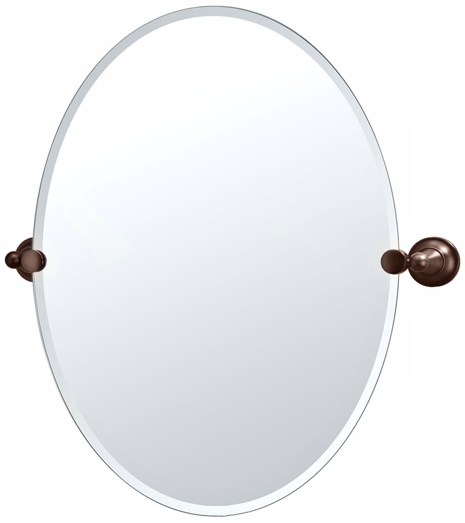 Gatco Tiara Oiled Bronze 26" 1/2 High Frameless Oval Mirror