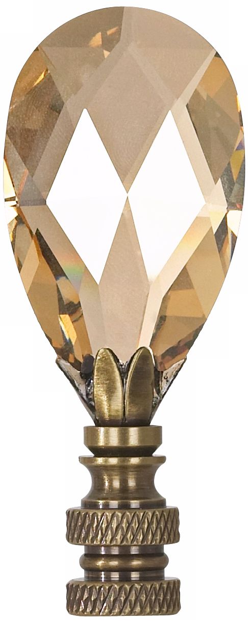 Swarovski Champagne Crystal Tear Drop Lamp Shade Finial