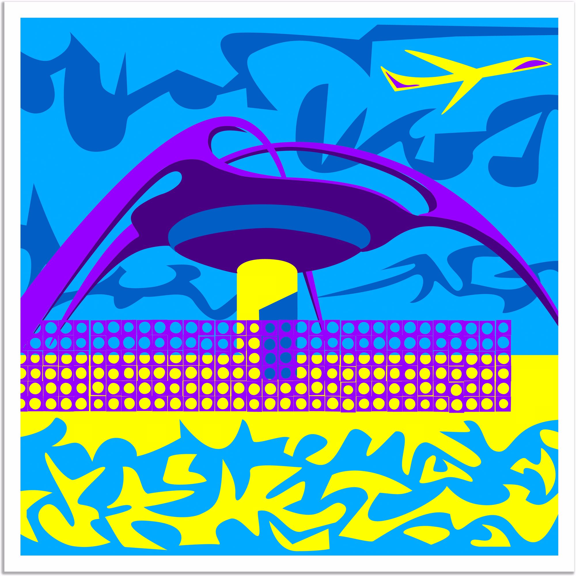 LA Jet Plane 36 Square Giclee Wall Art Poster P5635