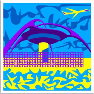 LA Jet Plane 36 Square Giclee Wall Art Poster P5635