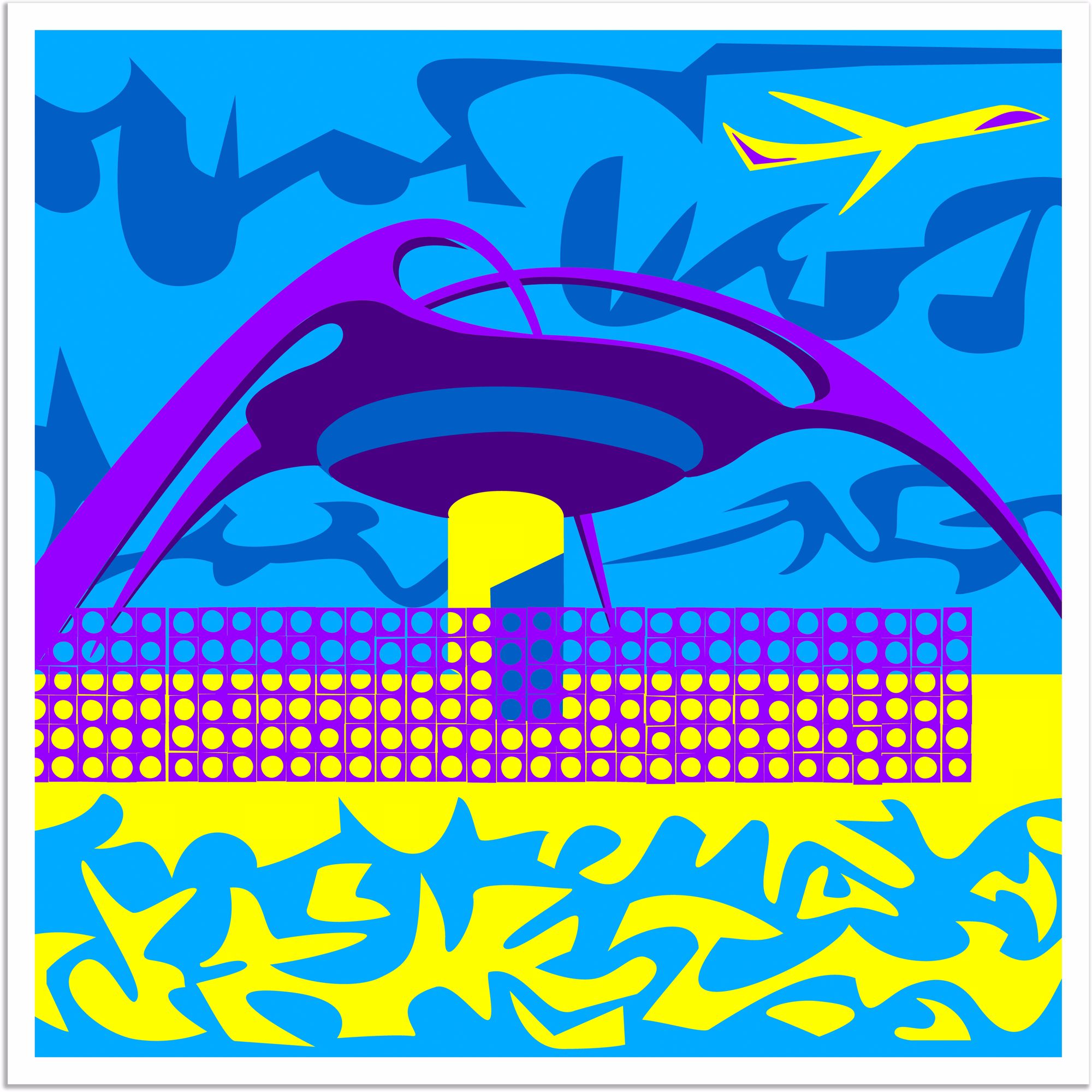 LA Jet Plane 40 Square Giclee Wall Art Poster P5645
