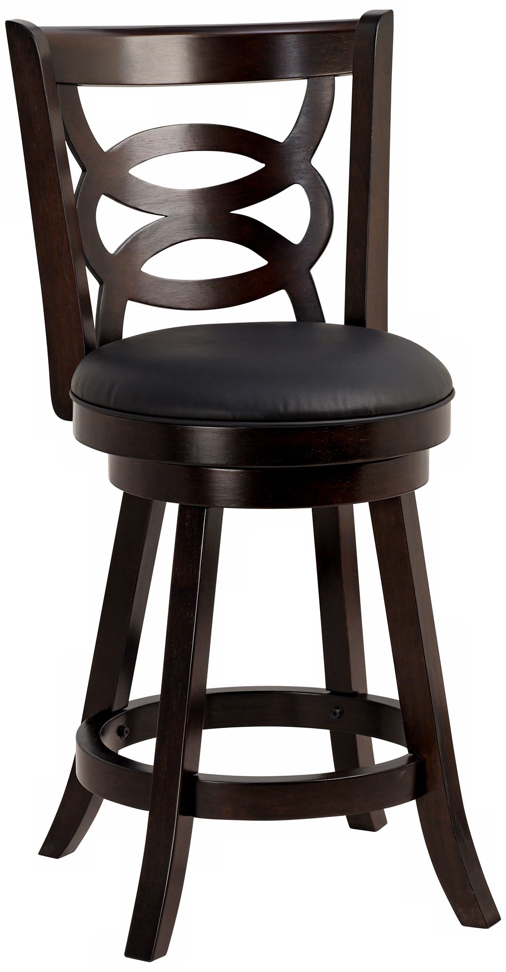 Oval Lattice Dark Wood Faux Leather 24 High Counter Stool P5773