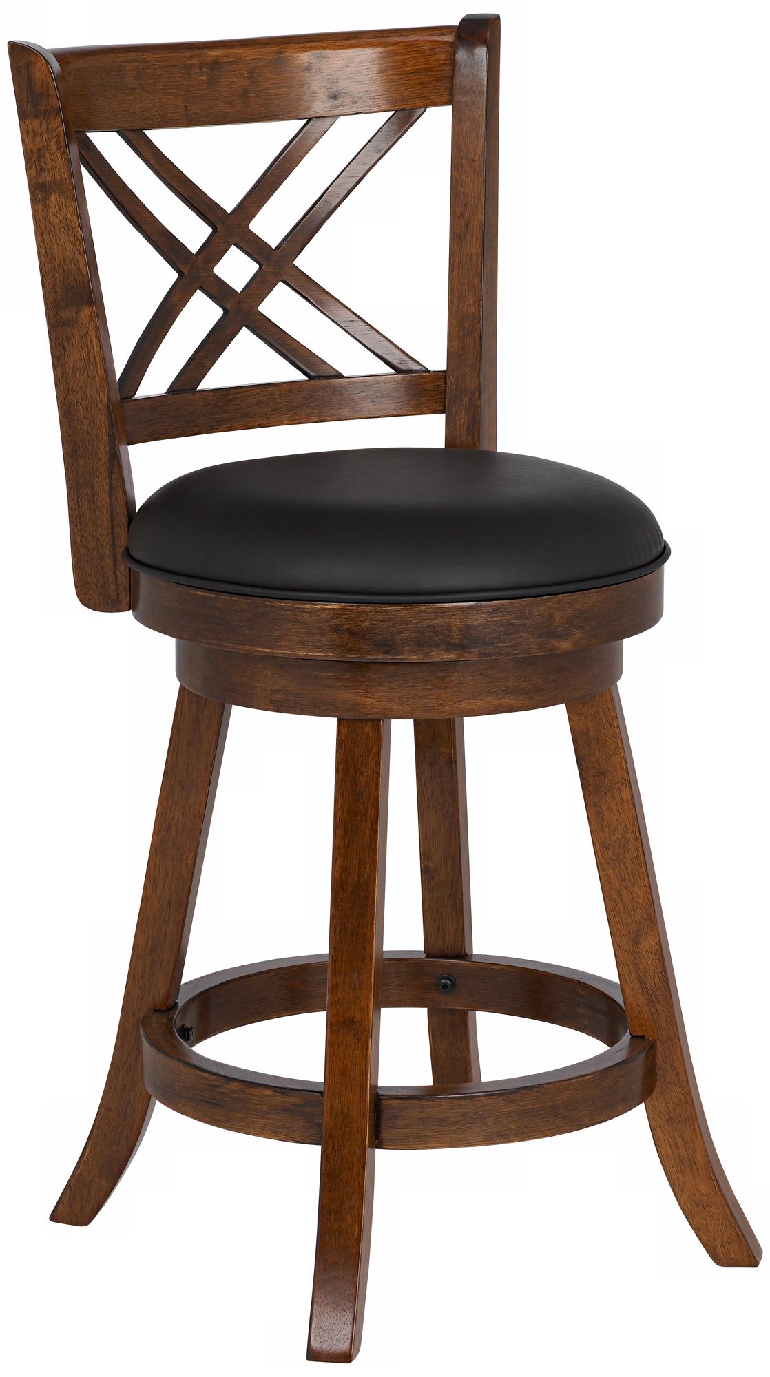 Cross Hatch Wood Black Faux Leather 24 High Counter Stool P5774
