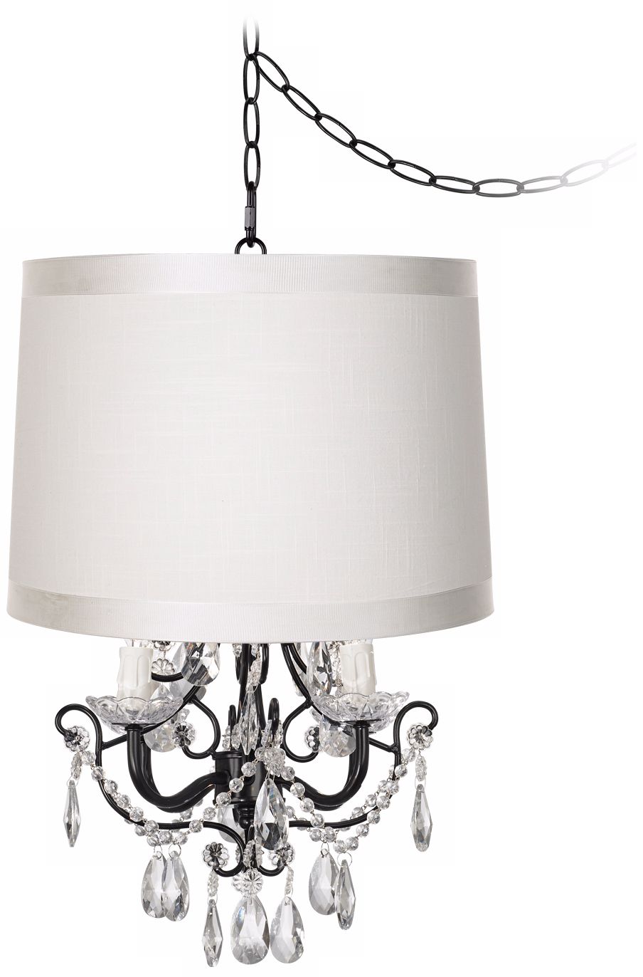 Crystal Glitter Off-White Designer Shade Swag Chandelier