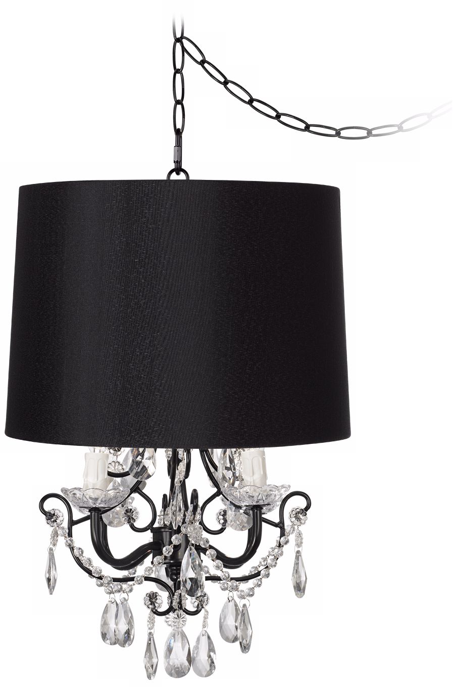 Crystal Glitter Black Designer Shade Swag Chandelier