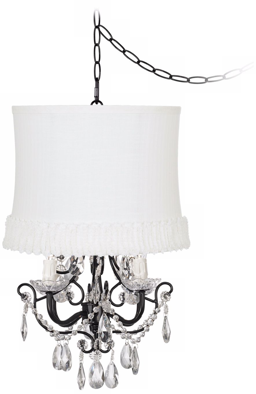 Crystal Glitter White Designer Shade Swag Chandelier