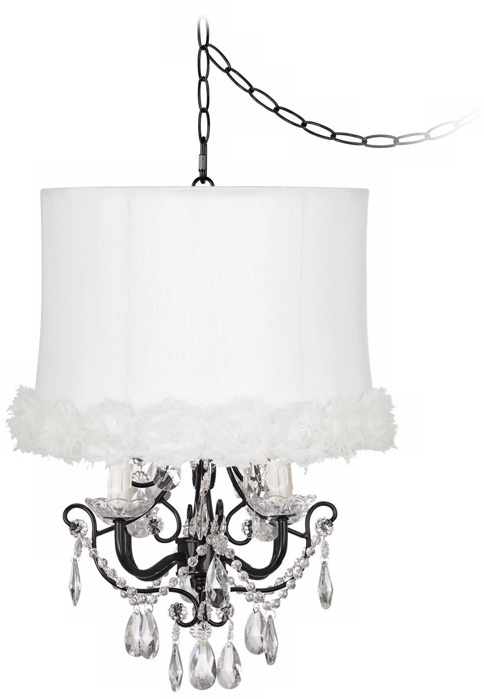 Crystal Glitter Designer Rosette Shade Swag Chandelier