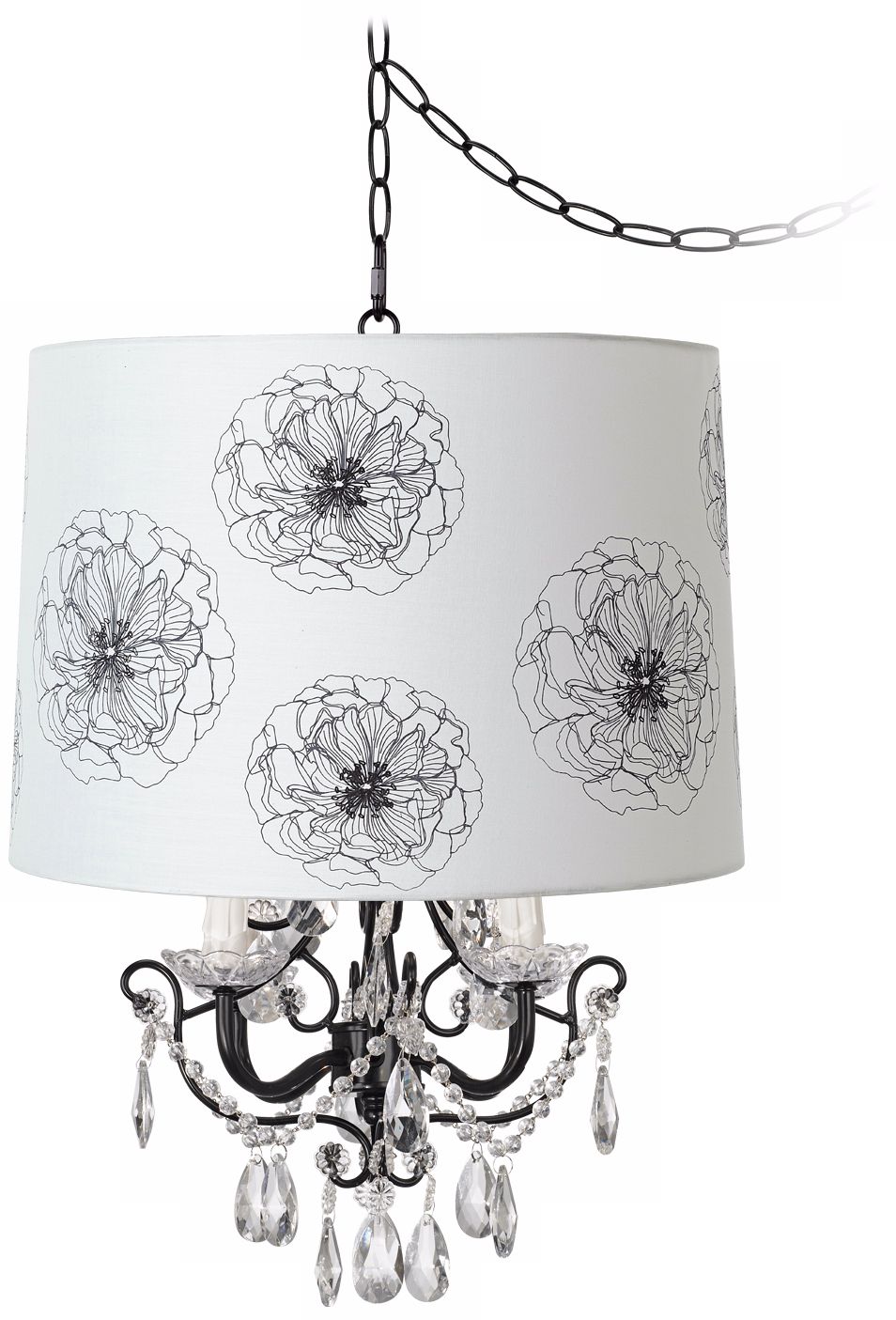 Crystal Glitter Designer Flower Shade Swag Chandelier