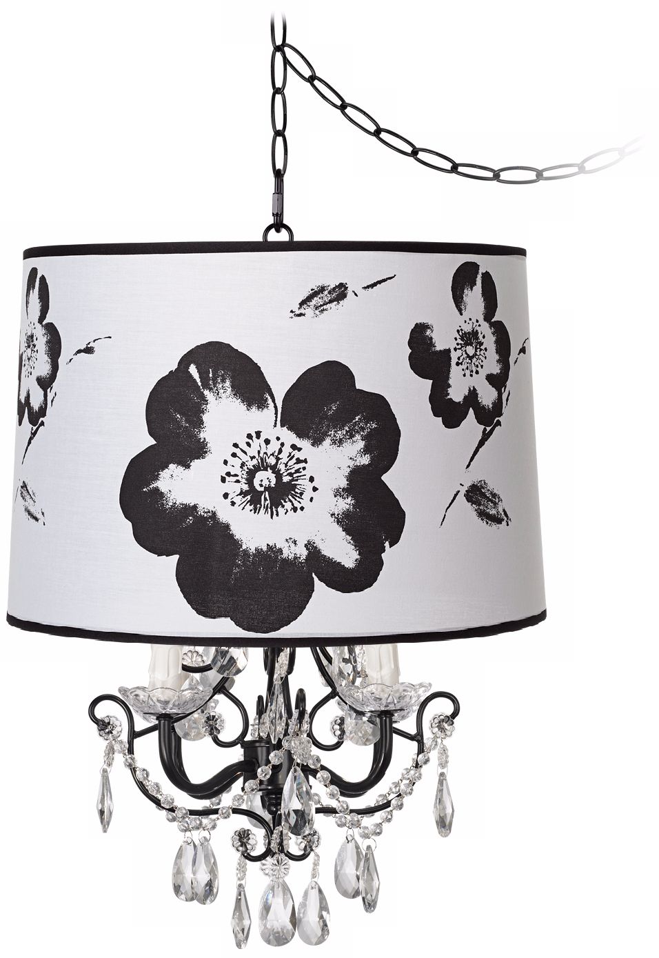 Crystal Glitter Flower Designer Shade Swag Chandelier